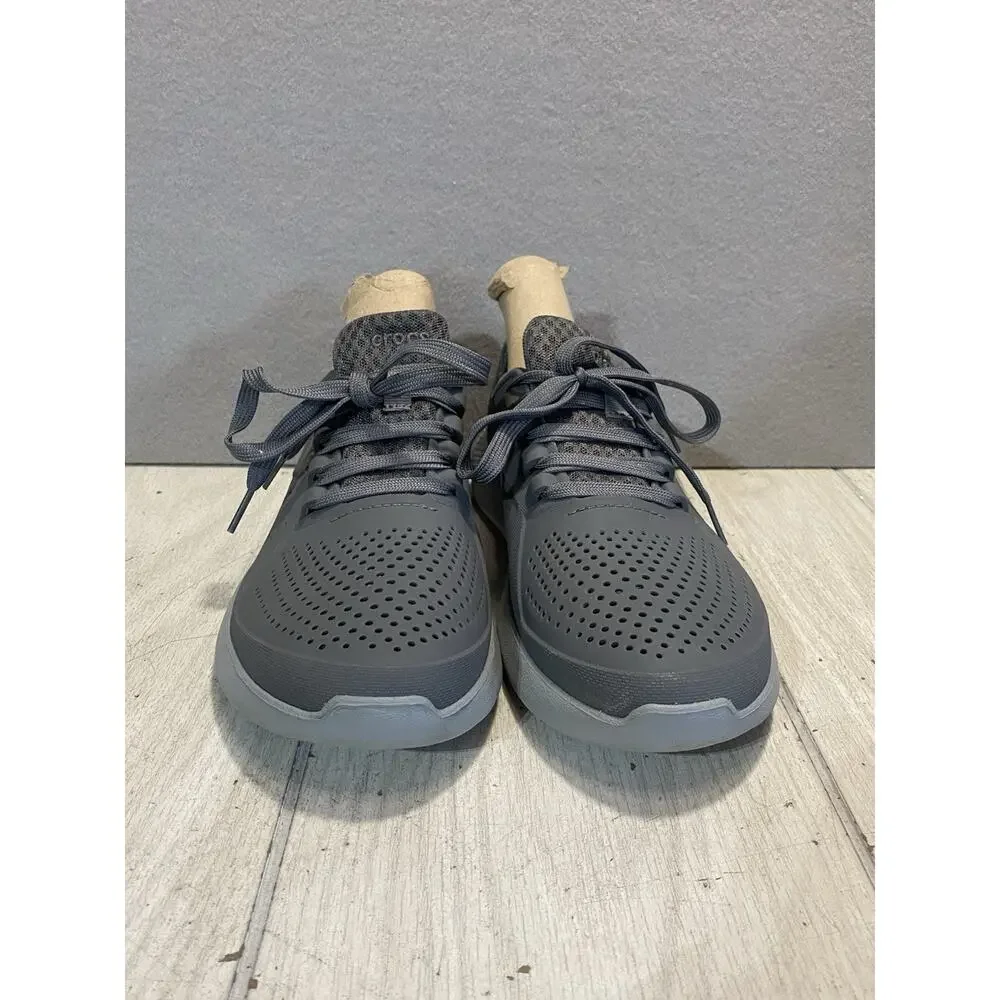 Crocs 204967 LiteRide Pacer Mens Gray WP Lace Up Comfort Sneaker Size 8